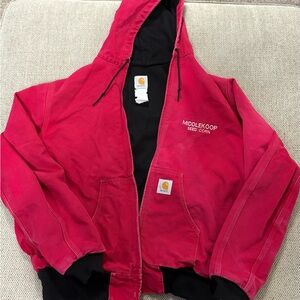 Carhartt Vintage Red Active Hooded Workwear Jacket